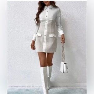 Fake Button Zipper Back Bodycon Dress